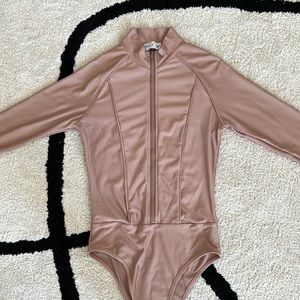 Blush Pink Zip-Up Bodysuit